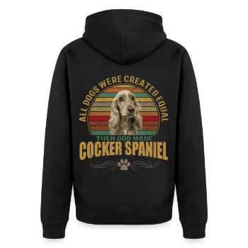 Cocker Spaniel - trendiges cooles Hunde Design - Unisex Premium Bio Zip Hoodie - Schwarz - Hinten - Nico (187cm)