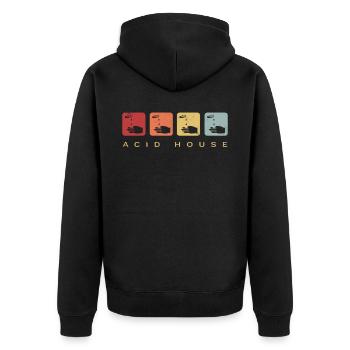 Acid House Ätzend Retro Vintage - Unisex Premium Bio Zip Hoodie - Schwarz - Hinten - Nico (187cm)