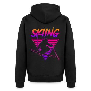 Skiing winter winter sports gift - Unisex Premium Organic Zip Hoodie - black - Back - Nico (187cm)