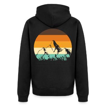 Wanderung in Natur und Berge Geschenk - Unisex Premium Bio Zip Hoodie - Schwarz - Hinten - Nico (187cm)