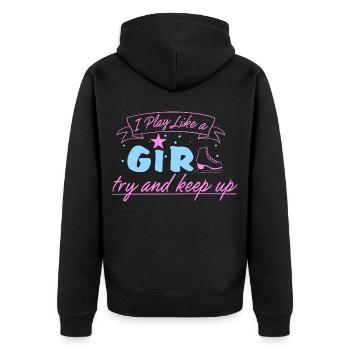 Joueur de hockey féministe Girl Power - Veste à capuche bio Premium Unisexe - noir - Dos - Nico (187cm)