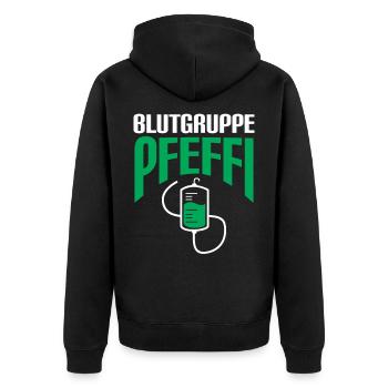 Pfefferminz Vatertag Muttertag Geburtstag Geschenk - Unisex Premium Bio Zip Hoodie - Schwarz - Hinten - Nico (187cm)