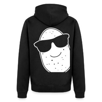Kartoffel mit Sonnenbrille - Unisex Premium Bio Zip Hoodie - Schwarz - Hinten - Nico (187cm)