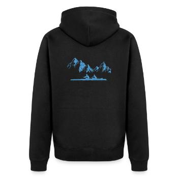 Rudern Paddeln Rudersport Kajak Geschenkidee - Unisex Premium Bio Zip Hoodie - Schwarz - Hinten - Nico (187cm)