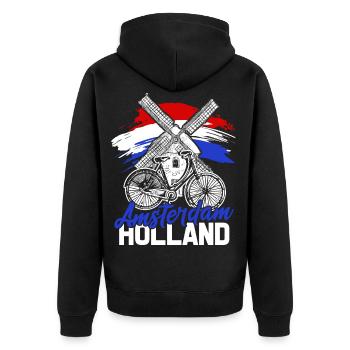 Netherlands Tshirt Holland Amsterdam Gift Flag - Unisex Premium Organic Zip Hoodie - black - Back - Nico (187cm)