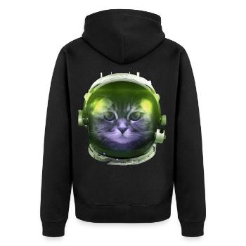Astronaut Katze Weltall Raumfahrt lustig Geschenk - Unisex Premium Bio Zip Hoodie - Schwarz - Hinten - Nico (187cm)