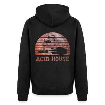 Acid House Ätzend Rost rostig - Unisex Premium Bio Zip Hoodie - Schwarz - Hinten - Nico (187cm)