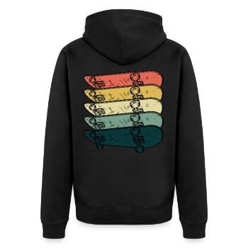 Skateboarder Skateboard Retro Skater Vintage Hobby - Unisex Premium Organic Zip Hoodie - black - Back - Nico (187cm)