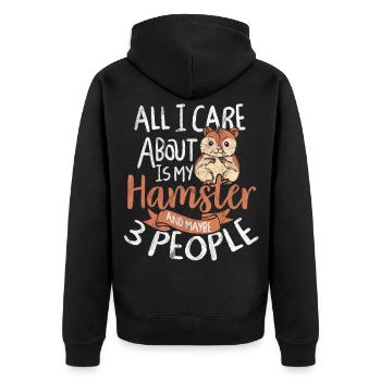 hamster - Unisex Premium Organic Zip Hoodie - black - Back - Nico (187cm)