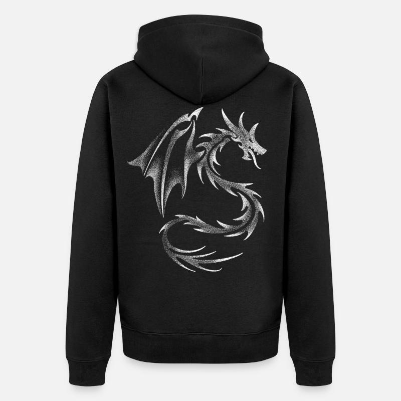 Dotwork Dragon - Unisex Premium Bio Zip Hoodie - Schwarz
