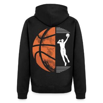 Basketball Sport Geburtstag Wettkampf Geschenk - Unisex Premium Bio Zip Hoodie - Schwarz - Hinten - Nico (187cm)