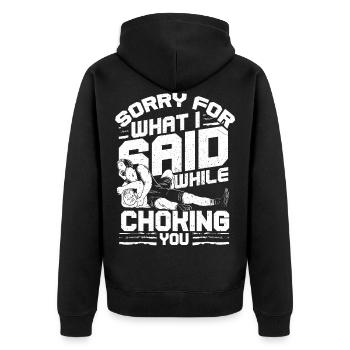 Wrestling - Unisex Premium Bio Zip Hoodie - Schwarz - Hinten - Nico (187cm)