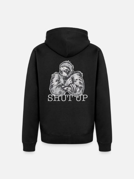 Bad Sloth Shut up - Unisex Premium Organic Zip Hoodie - black