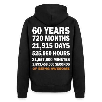 60 Years - Unisex Premium Organic Zip Hoodie - black - Back - Nico (187cm)
