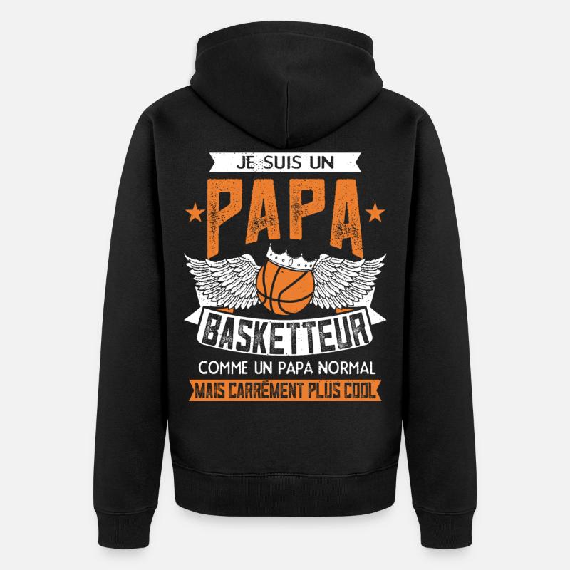 Papa Basketteur Humour Cadeau - Veste à capuche bio Premium Unisexe - noir