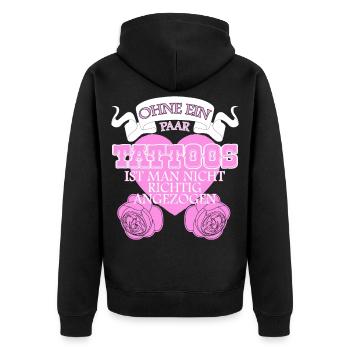 Tattoo - tätowierte Frauen Spruch lustig - Unisex Premium Bio Zip Hoodie - Schwarz - Hinten - Nico (187cm)