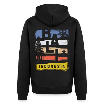 Bali - Unisex Premium Organic Zip Hoodie - black - Back - Nico (187cm)