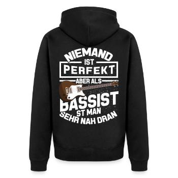 Bassist Gitarrist Basser Kontrabass Geschenk Bass - Unisex Premium Bio Zip Hoodie - Schwarz - Hinten - Nico (187cm)