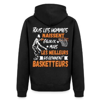 Basketteurs Cadeau pour Basketteur Humour - Veste à capuche bio Premium Unisexe - noir - Dos - Nico (187cm)