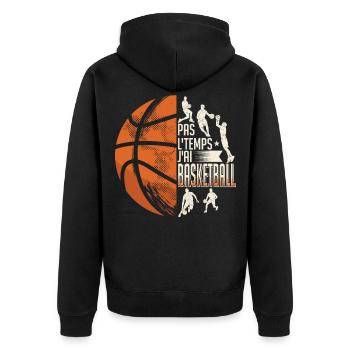 Basketteur Humour Cadeaux - Veste à capuche bio Premium Unisexe - noir - Dos - Nico (187cm)
