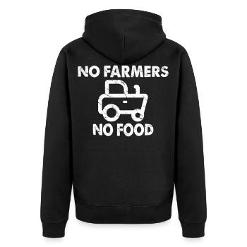 No Farmers NO Food for Support Farmers Supporting - Unisex Premium Organic Zip Hoodie - black - Back - Nico (187cm)