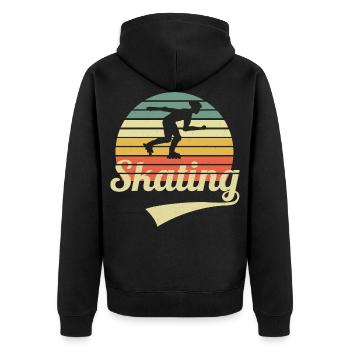 Skating Vintage Inline Skater Retro Inliner Skater - Unisex Premium Bio Zip Hoodie - Schwarz - Hinten - Nico (187cm)