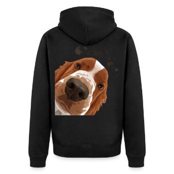 Curieux Welsh Springer Spaniel chien - Veste à capuche bio Premium Unisexe - noir - Dos - Nico (187cm)