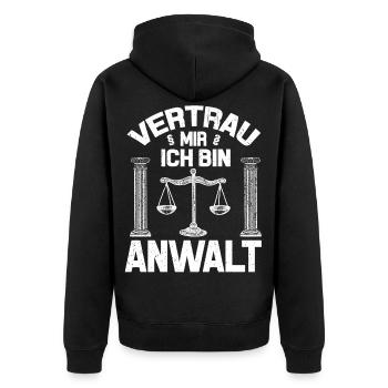 Anwalt - Unisex Premium Bio Zip Hoodie - Schwarz - Hinten - Nico (187cm)