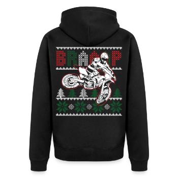 Motorrad hässliche Braap Motocross Weihnachtsgeschenk - Unisex Premium Bio Zip Hoodie - Schwarz - Hinten - Nico (187cm)