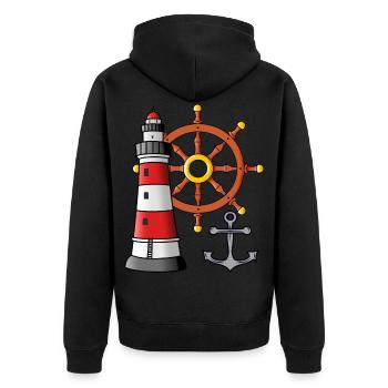 Phare Roue de commande Anker Marin Ahoi - Veste à capuche bio Premium Unisexe - noir - Dos - Nico (187cm)