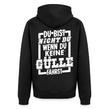 Gülle - lustiger Landwirt Spruch - Unisex Premium Bio Zip Hoodie - Schwarz - Hinten - Nico (187cm)