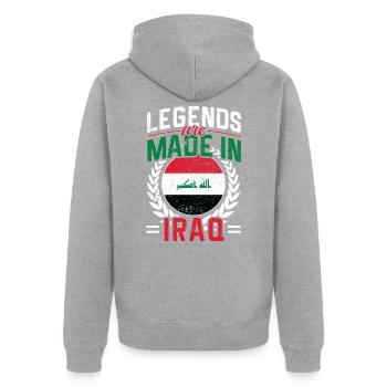 Iraq gift idea - Unisex Premium Organic Zip Hoodie - heather grey - Back - Nico (187cm)