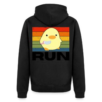 Run duck with knife meme funny saying vintage - Unisex Premium Organic Zip Hoodie - black - Back - Nico (187cm)