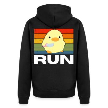 Run duck with knife meme funny saying vintage - Unisex Premium Organic Zip Hoodie - black - Back - Nico (187cm)