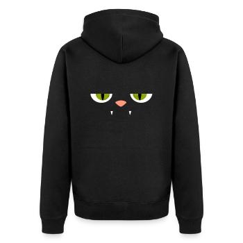Tête de chat yeux verts - Veste à capuche bio Premium Unisexe - noir - Dos - Nico (187cm)