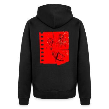 Jesus Maria Kreuz - Unisex Premium Bio Zip Hoodie - Schwarz - Hinten - Nico (187cm)
