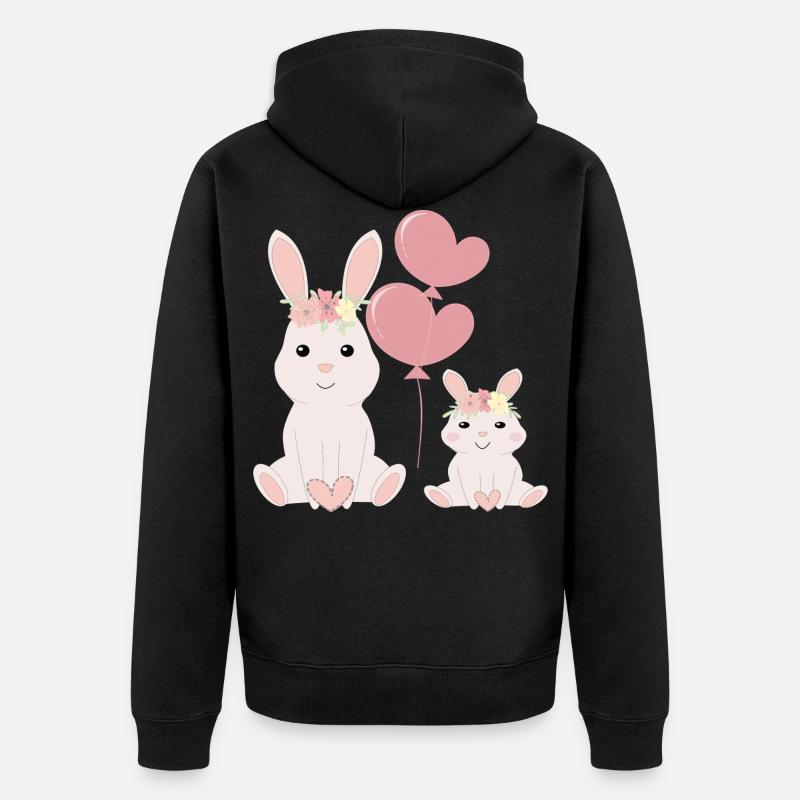 Lapins mignons brillants - Veste à capuche bio Premium Unisexe - noir