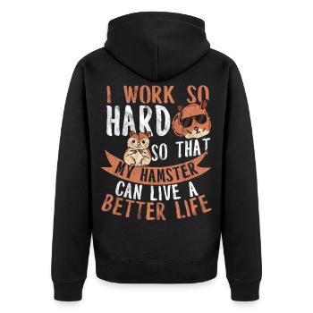 Hamster - Unisex Premium Organic Zip Hoodie - black - Back - Nico (187cm)