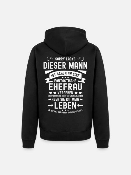 Ehemann Geschenk Mann Valentinstag Vergeben - Unisex Premium Bio Zip Hoodie - Schwarz