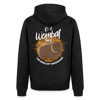 Wombats Beuteltier Wombat Geschenk - Unisex Premium Bio Zip Hoodie - Schwarz - Hinten - Nico (187cm)