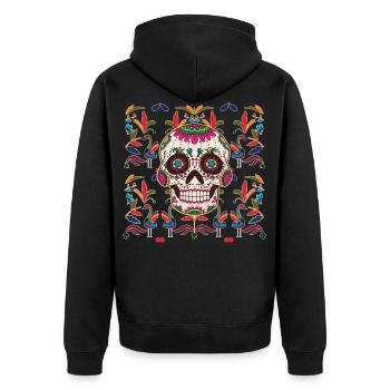 Crâne Crâne de sucre Crâne du Mexique, le jour des morts - Veste à capuche bio Premium Unisexe - noir - Dos - Nico (187cm)