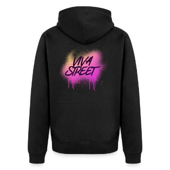 Viva Straße - Unisex Premium Bio Zip Hoodie - Schwarz - Hinten - Nico (187cm)
