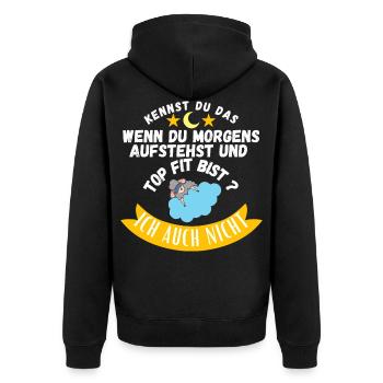 Schlafmütze Müde T-shirt fürs Schlafen Müde - Unisex Premium Bio Zip Hoodie - Schwarz - Hinten - Nico (187cm)