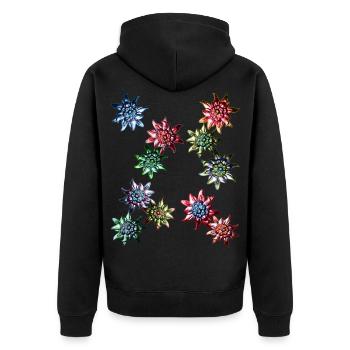 Costume design with colorful Edelweiss / - Unisex Premium Organic Zip Hoodie - black - Back - Nico (187cm)