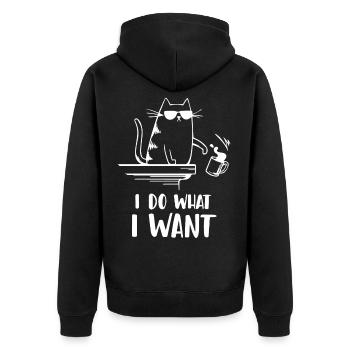 I do what I want cat - Unisex Premium Organic Zip Hoodie - black - Back - Nico (187cm)