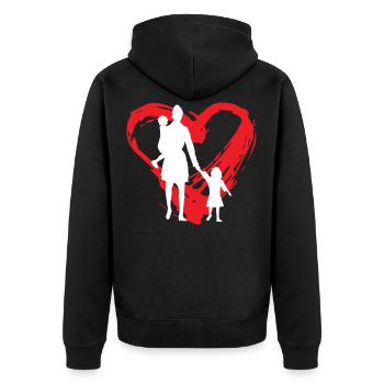 Mother Heart - Unisex Premium Bio Zip Hoodie - Schwarz - Hinten - Nico (187cm)
