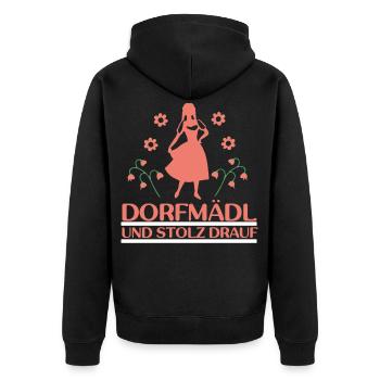 Dorfmädl Dorfmadl Dorfkinder Mit Blumen - Unisex Premium Bio Zip Hoodie - Schwarz - Hinten - Nico (187cm)