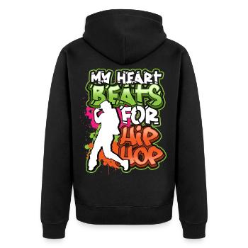 Streetdance Hip Hop Rap Tanzen Techno Bboy MC - Unisex Premium Bio Zip Hoodie - Schwarz - Hinten - Nico (187cm)