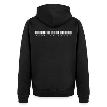 Made in Chile für stolze Patrioten und Männer Frauen mit - Unisex Premium Bio Zip Hoodie - Schwarz - Hinten - Nico (187cm)