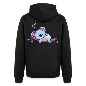Koala Sleeping - Unisex Premium Organic Zip Hoodie - black - Back - Nico (187cm)